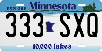 MN license plate 333SXQ