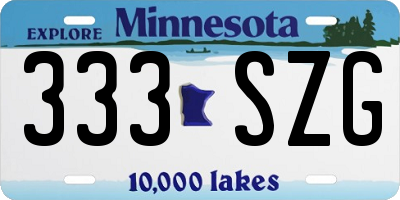 MN license plate 333SZG