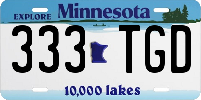 MN license plate 333TGD