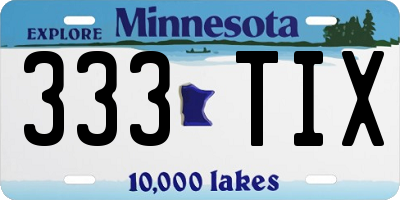 MN license plate 333TIX