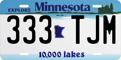 MN license plate 333TJM