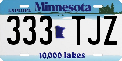 MN license plate 333TJZ