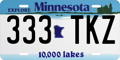 MN license plate 333TKZ
