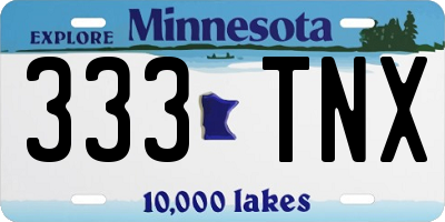 MN license plate 333TNX