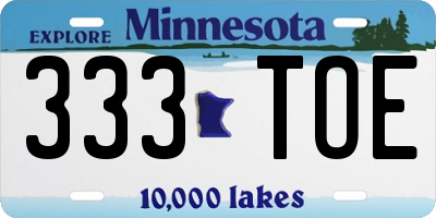 MN license plate 333TOE