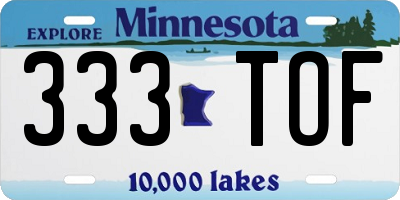 MN license plate 333TOF