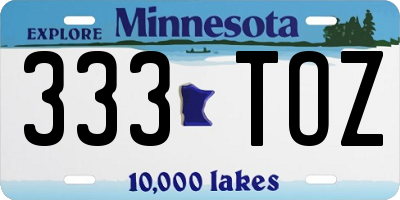 MN license plate 333TOZ