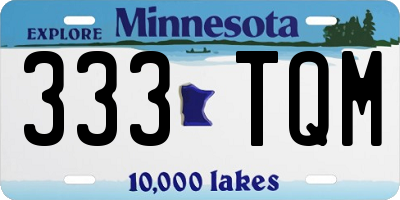 MN license plate 333TQM