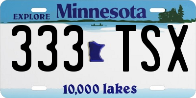MN license plate 333TSX