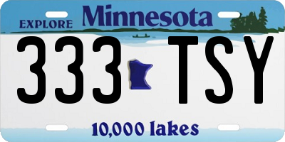 MN license plate 333TSY