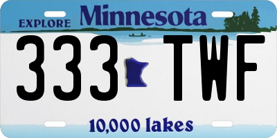 MN license plate 333TWF