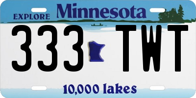 MN license plate 333TWT