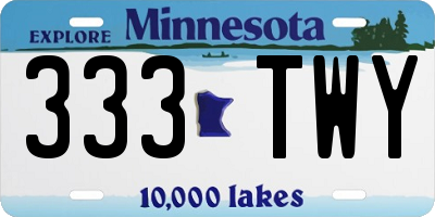 MN license plate 333TWY
