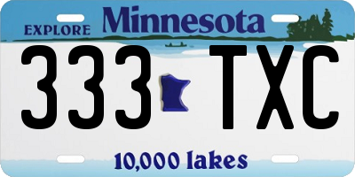 MN license plate 333TXC
