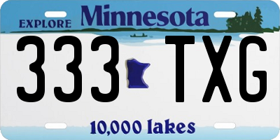 MN license plate 333TXG