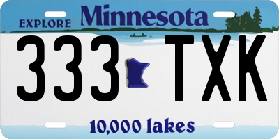 MN license plate 333TXK