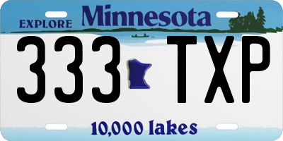 MN license plate 333TXP
