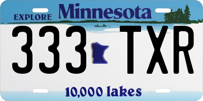 MN license plate 333TXR