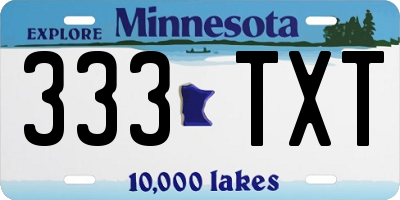 MN license plate 333TXT