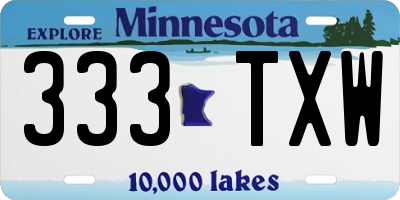 MN license plate 333TXW