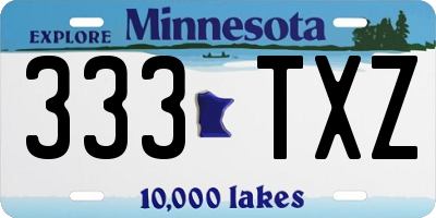 MN license plate 333TXZ