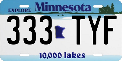 MN license plate 333TYF