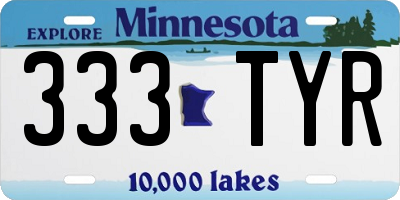 MN license plate 333TYR