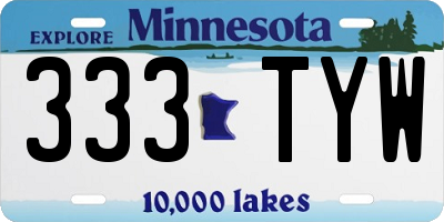 MN license plate 333TYW