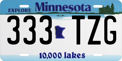 MN license plate 333TZG