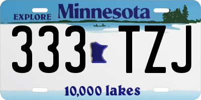 MN license plate 333TZJ