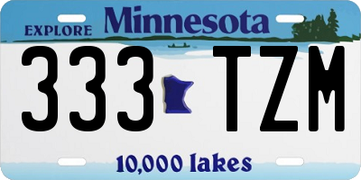 MN license plate 333TZM