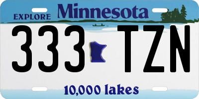 MN license plate 333TZN