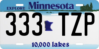 MN license plate 333TZP