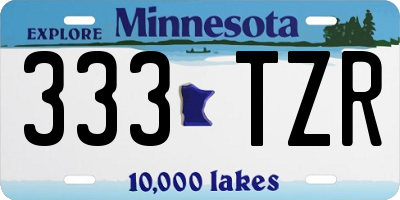 MN license plate 333TZR
