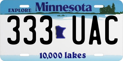 MN license plate 333UAC