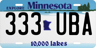 MN license plate 333UBA