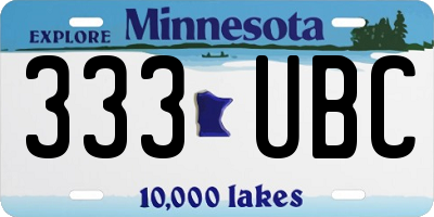 MN license plate 333UBC