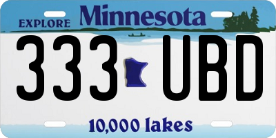 MN license plate 333UBD