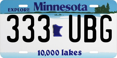 MN license plate 333UBG