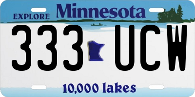 MN license plate 333UCW