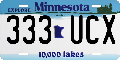 MN license plate 333UCX