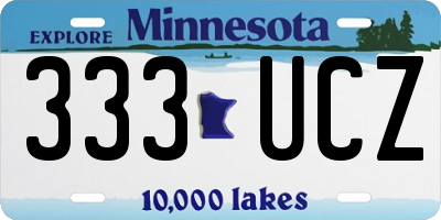 MN license plate 333UCZ