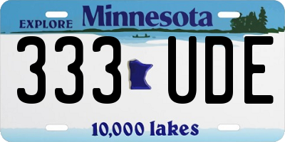 MN license plate 333UDE