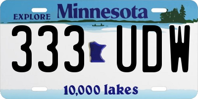 MN license plate 333UDW