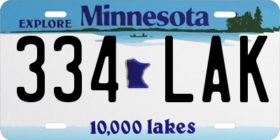 MN license plate 334LAK