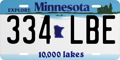 MN license plate 334LBE