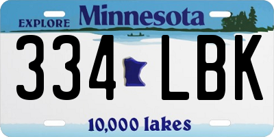 MN license plate 334LBK