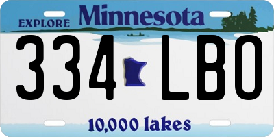 MN license plate 334LBO