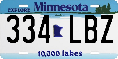 MN license plate 334LBZ