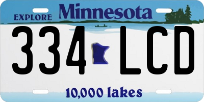 MN license plate 334LCD